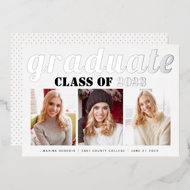 Real silver foil Class of 2023 graduate photo (Front/Back)