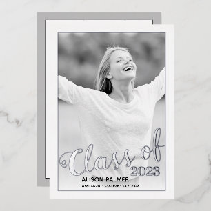 Real silver foil Class of 2023 script photo