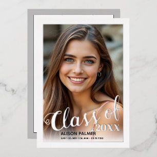 Real silver foil Class of 2026 script photo