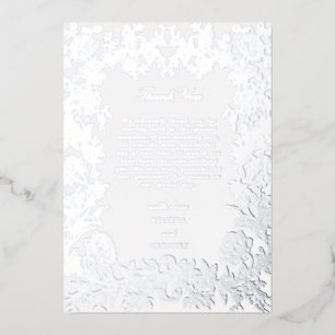 Real Silver Foil Elegant Floral Wedding Thank You
