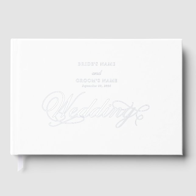 Real Silver Foil Elegant Luxury White Wedding Guest Book (Front)