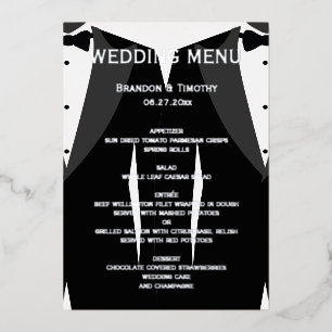 Real Silver Foil Gay Wedding Menu Card