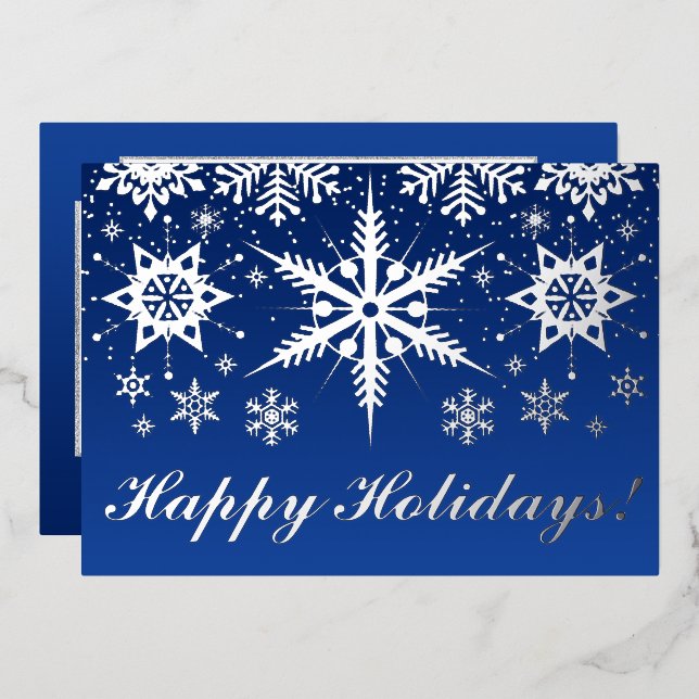 REAL Silver Foil Happy Holidays with Snowflakes Fo (Front/Back)