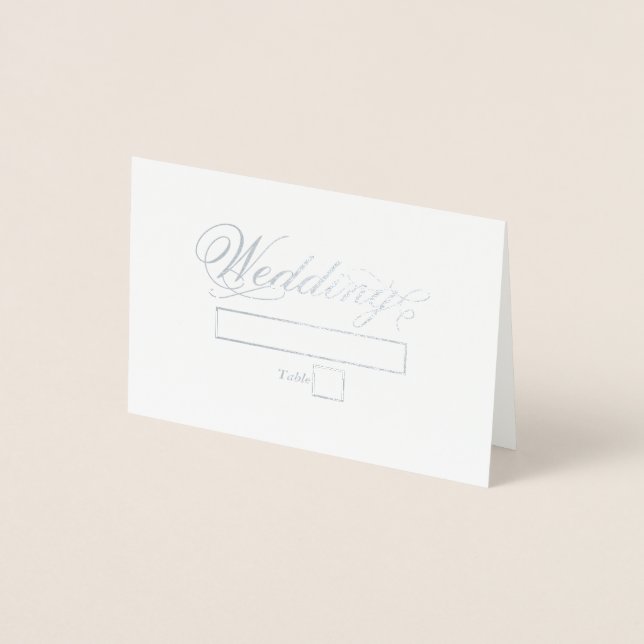 Real Silver Foil Luxury Wedding Place Card (Front)