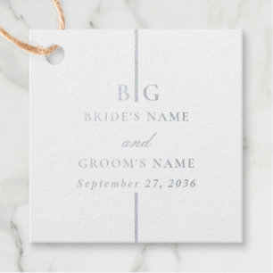 Real Silver Foil Minimalist Monogram Wedding Favour Tags