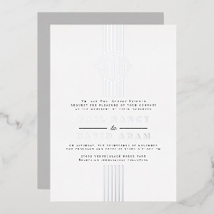 Real silver foil stripes, monogram wedding