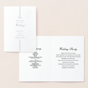 Real Silver Foil Wedding Order of Service Program Foil Card