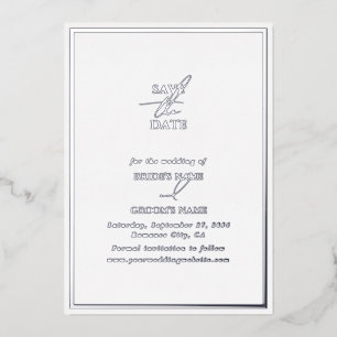 Real Silver Foil White Wedding Save the Date