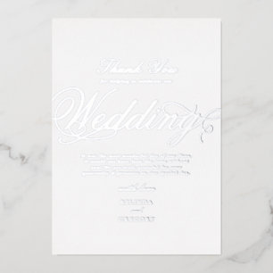 Real Silver Foil White Wedding Thank You