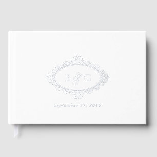 Real Silver Foil Wreath Elegant White Wedding Guest Book