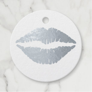 Real Silver Lips Foil Favour Tags