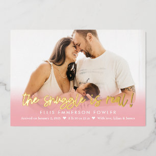 Real Snuggle Foil Fun Baby Birth Announcement