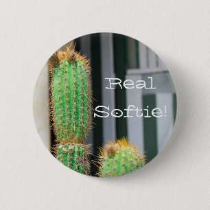 Real Softie Green Cactus Funky Button Pin