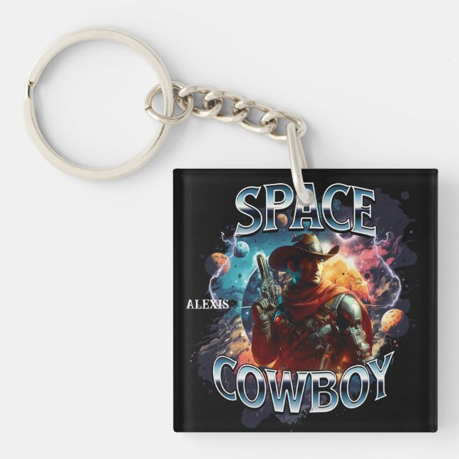 Real Space Cowboy In Outer Space Key Ring (Front)
