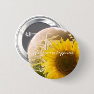 Real Sunflower Photo Field Flowers Are Happiness 6 Cm Round Badge