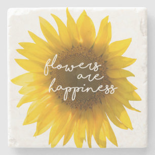 Real Sunflower Photo Field Flowers Are Happiness Stone Coaster