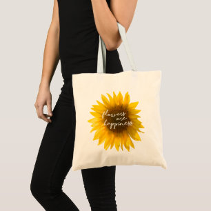 Real Sunflower Photo Field Flowers Are Happiness Tote Bag