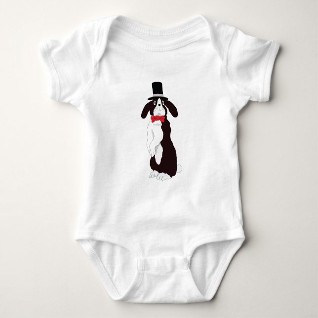 Real Tuxedo Bunny  Baby Bodysuit (Front)