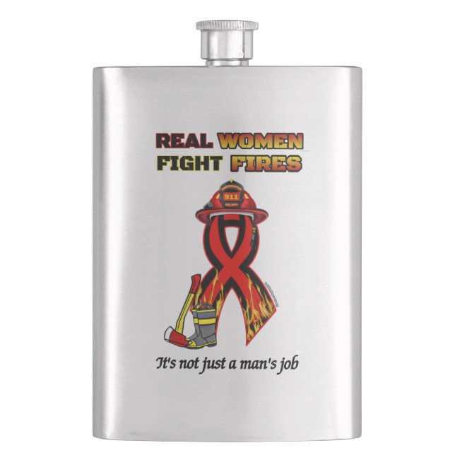 REAL WOMEN FIGHT FIRES HIP FLASK (Front)