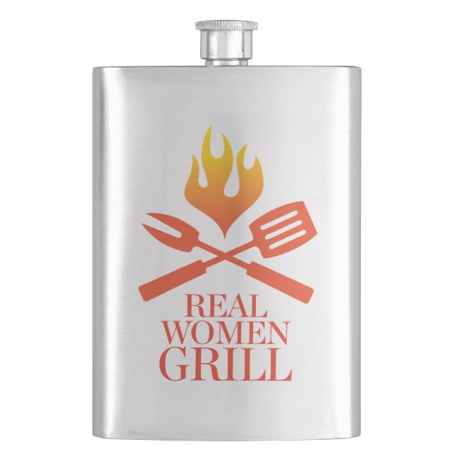 Real Women Grill Hip Flask (Front)