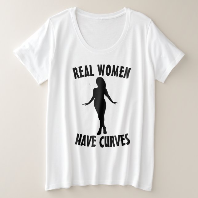 REAL WOMEN HAVE CURVES PLUS SIZE T-SHIRTS (Design Front)