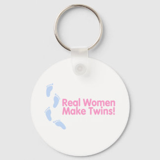 Real Women Make Twin (Pink Blue Footprints) Key Ring