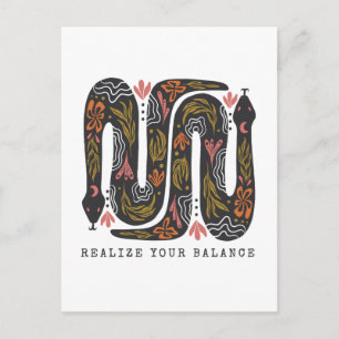 Realise Your Balance Floral Snakes Postcard
