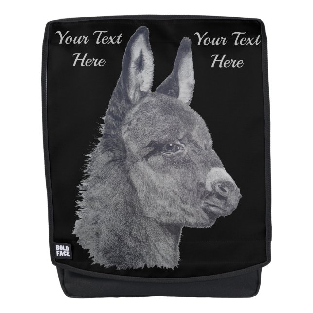 realist art portrait of very cute donkey backpack (Front)