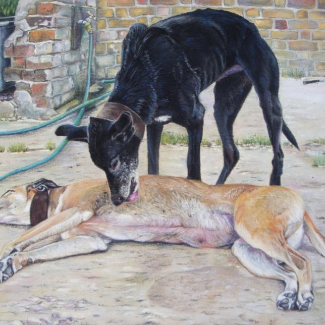realist painting of two cute grayhound dogs  jigsaw puzzle (Creator Uploaded)