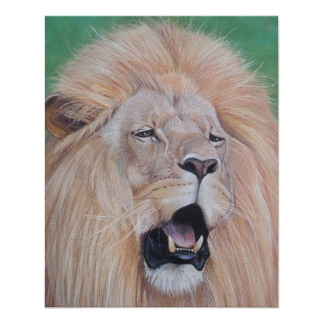 realist picture of lion roaring big cat wildlife poster (Front)