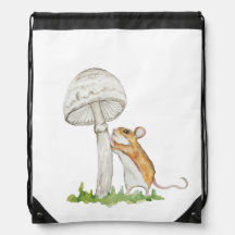 Realistic a funny field mouse and mushroom