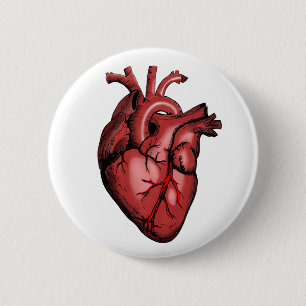 Realistic Anatomical Heart Image 6 Cm Round Badge