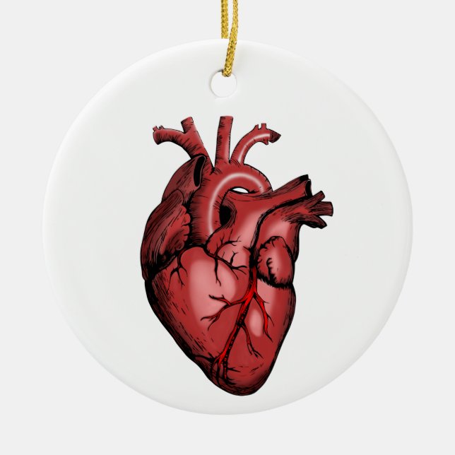 Realistic Anatomical Heart Image Ceramic Tree Decoration (Front)