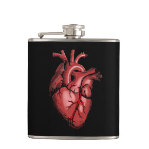 Realistic Anatomical Heart Image Hip Flask