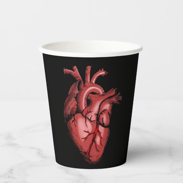 Realistic Anatomical Heart Image Paper Cups (Front)