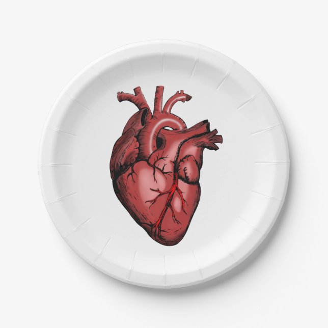 Realistic Anatomical Heart Image Paper Plate (Front)