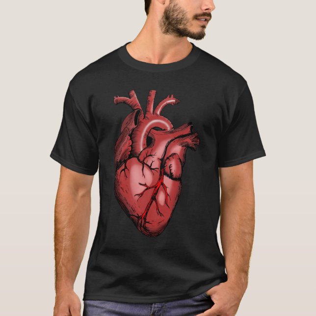 Realistic Anatomical Heart Image T-Shirt (Front)