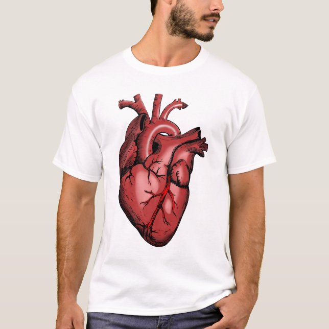 Realistic Anatomical Heart Image T-Shirt (Front)