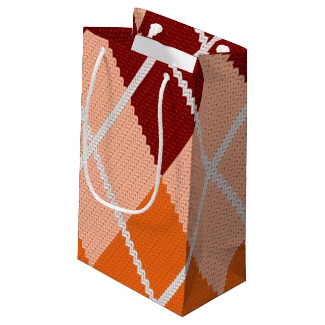 Realistic Argyle Cloth Small Gift Bag (Back Angled)