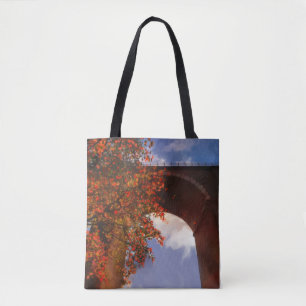 Realistic autumn tree with red leaves in Newquay Tote Bag