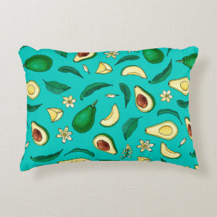Realistic avocado. Seamless pattern. Summer exotic Decorative Cushion