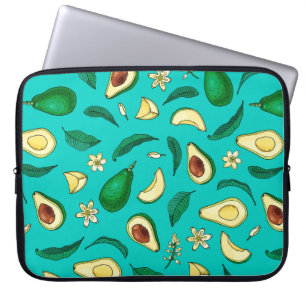 Realistic avocado. Seamless pattern. Summer exotic Laptop Sleeve