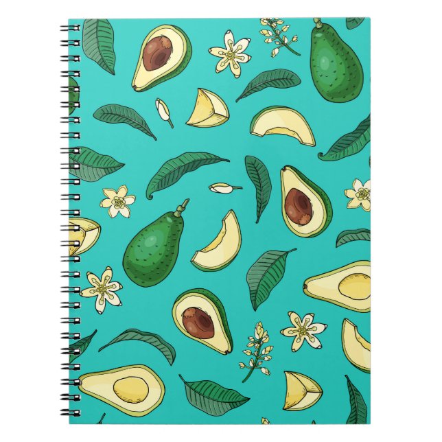 Realistic Avocado: Summer Food Pattern Notebook (Front)