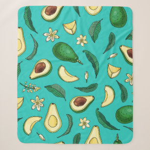 Realistic Avocado: Summer Food Pattern Sherpa Blanket
