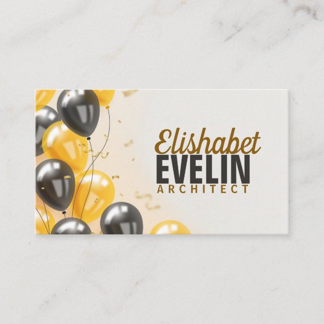 Realistic background  with balloons business card (Front)