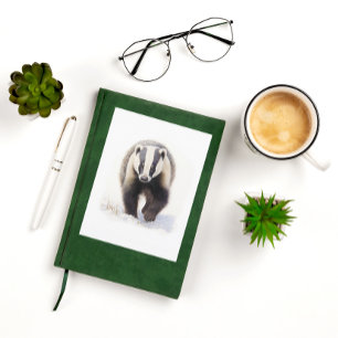 Realistic Badger in Snow – Wildlife Greeting Card
