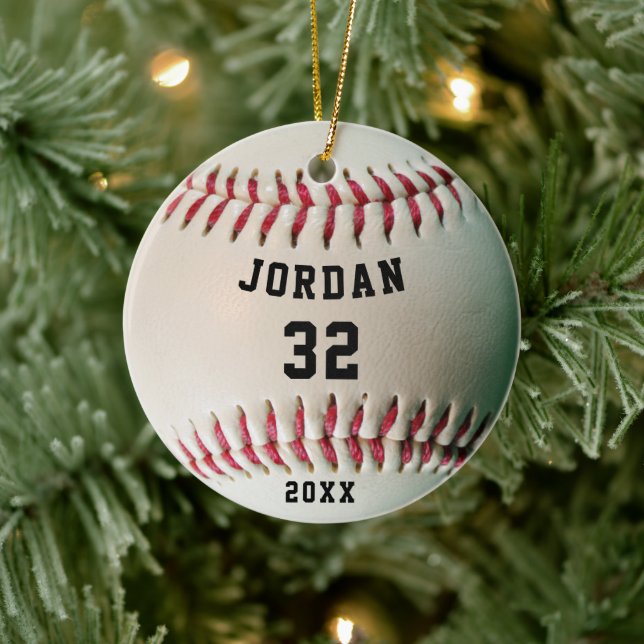 Realistic Baseball Photo Name and Number Ceramic Tree Decoration (Tree)