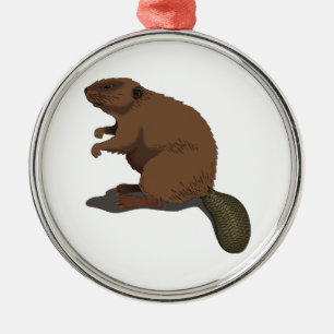 Realistic Beaver Metal Tree Decoration