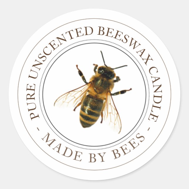 Realistic Bee Beeswax Candle Editable Label (Front)