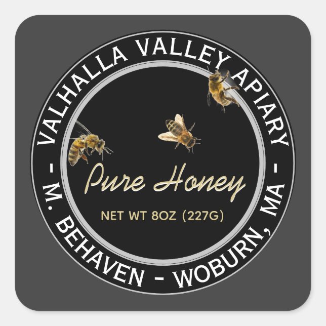 Realistic Bees Honey Label (Front)